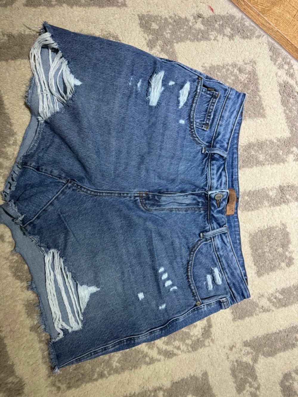 Judy Blue Distressed High-Rise Jean Shorts - Blue